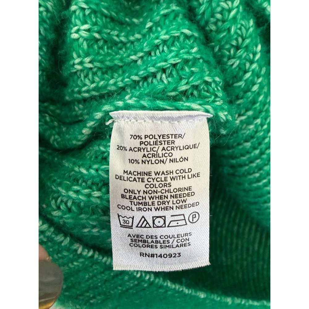 Loft Mock Neck Chunky Knit Sweater Womens XXL Green Marled Cozy Classic Capsule - Picture 6 of 9
